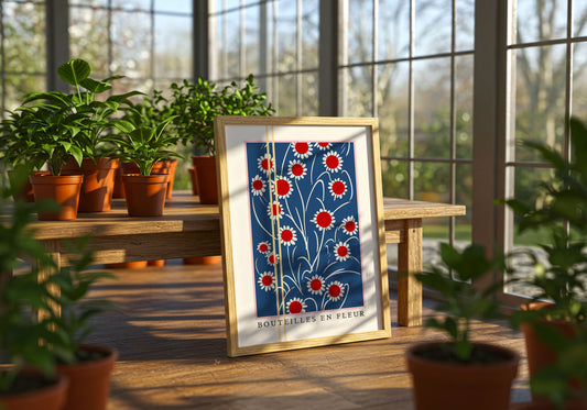 BOUTEILLES EN FLEUR — Modern Floral Poster Print